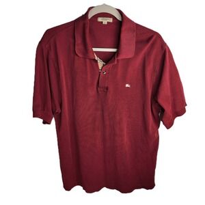Burberry London Men's Polo Shirt Pique Nova Check Red Size Large Flaw